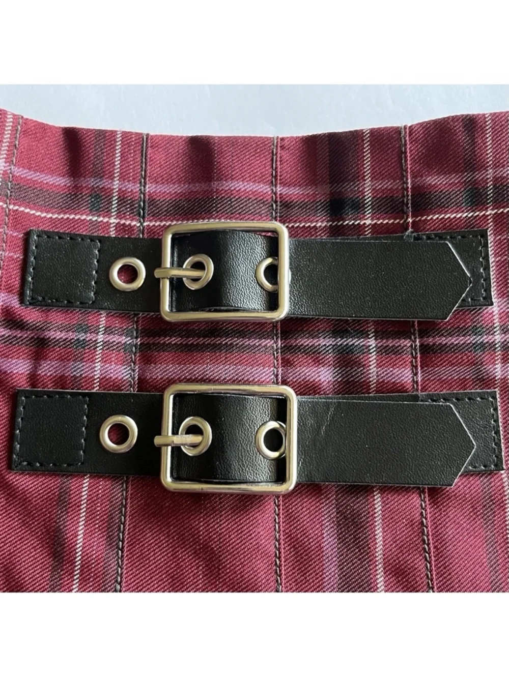 No Boundaries Skirt Kilt Size Large 11-13 Plaid Pleated Buckles Punk Juniors New